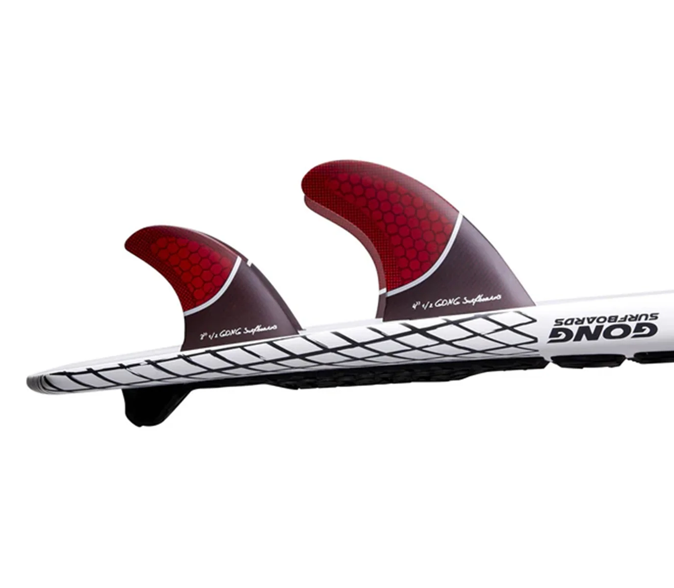 GONG | Fin Set Side Or Quad Rear Red Honeycomb 90mm 3" 1/2 - Image 3